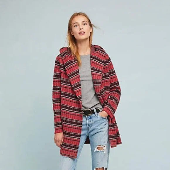 Field and Flower red black sweater coat from Anthropologie - Picture 2 of 5